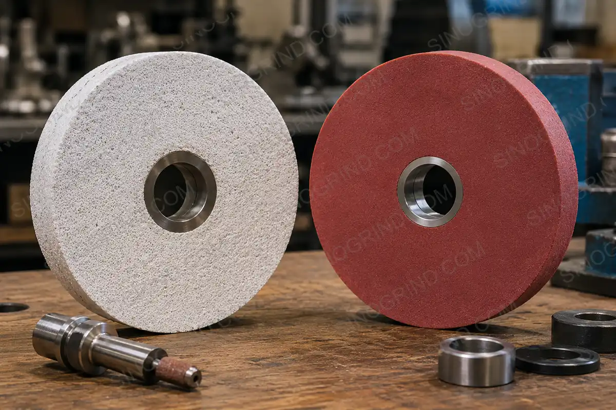 Vitrified and resin bond corundum grinding wheels