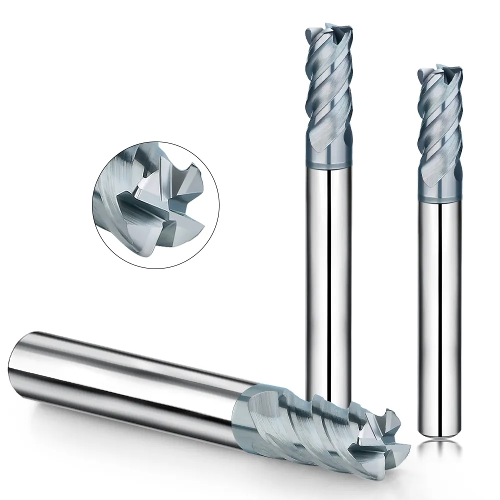 Comparison of a roughing end mill and a finishing end mill