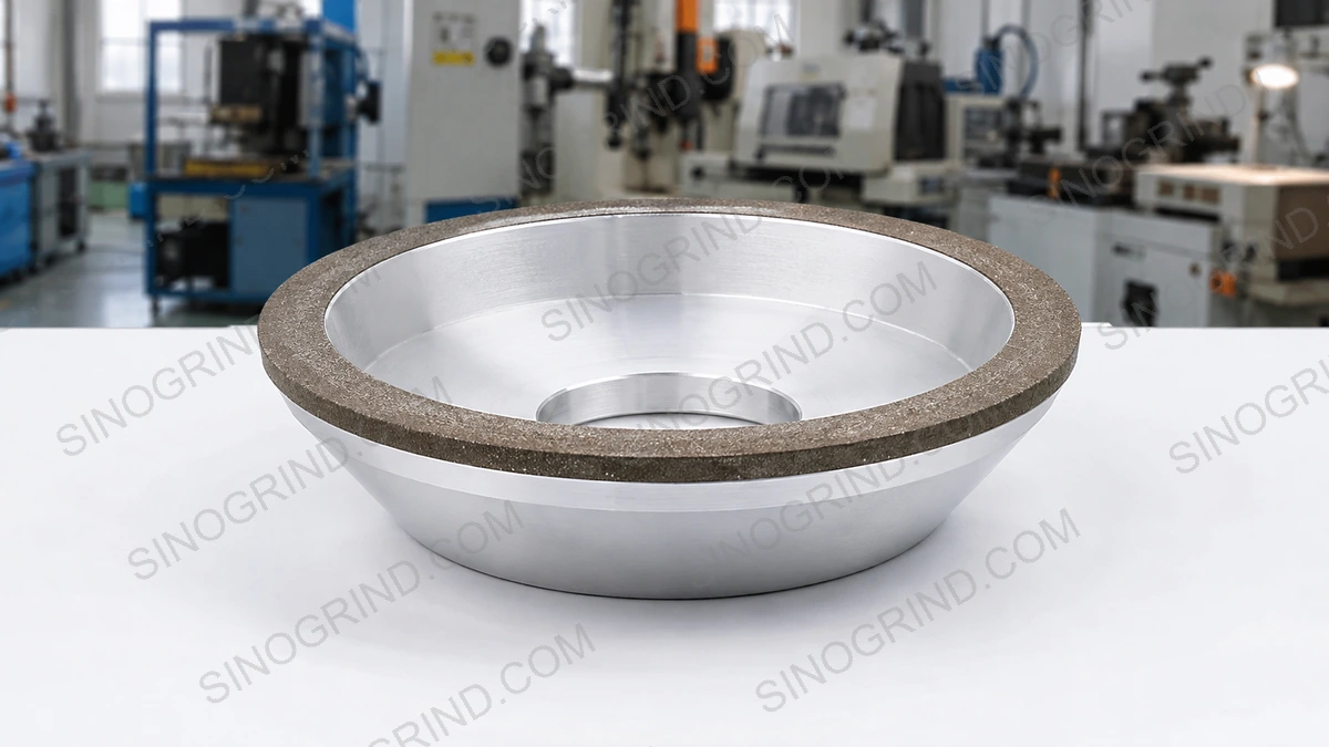 Vitrified bond diamond grinding wheel showing porous ceramic bond structure