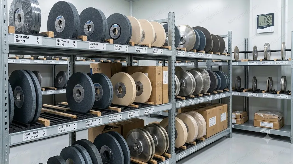 Proper grinding wheel storage in a dry, temperature-controlled environment