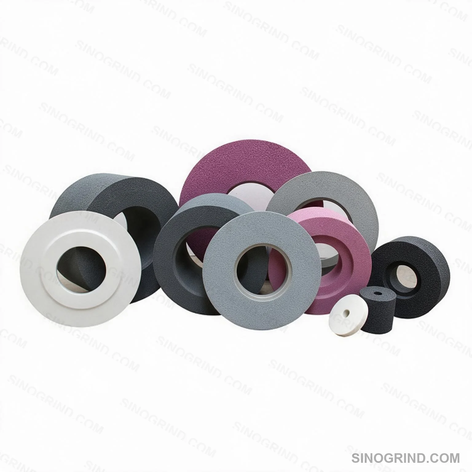 Mixed grade aluminum oxide and conventional grinding wheels collection
